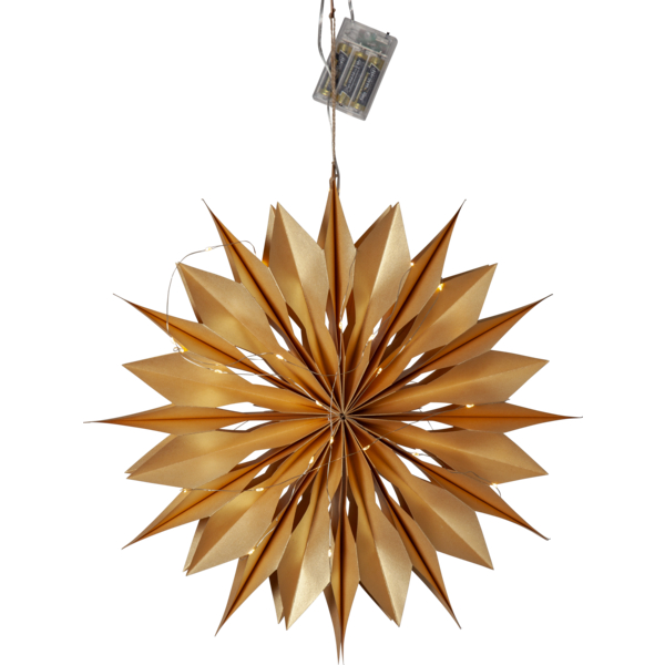 Popierinė žvaigždė su lemputėmis vielutėmis FLINGA GOLD 45CM  