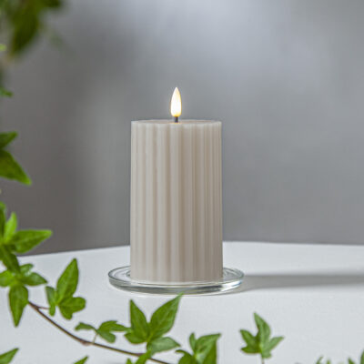 LED žvakė STRIPE BEIGE (15 cm)  