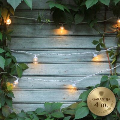 5m sujungiama lempučių girlianda LIGHT BALL WHITE&CLEAR IP67